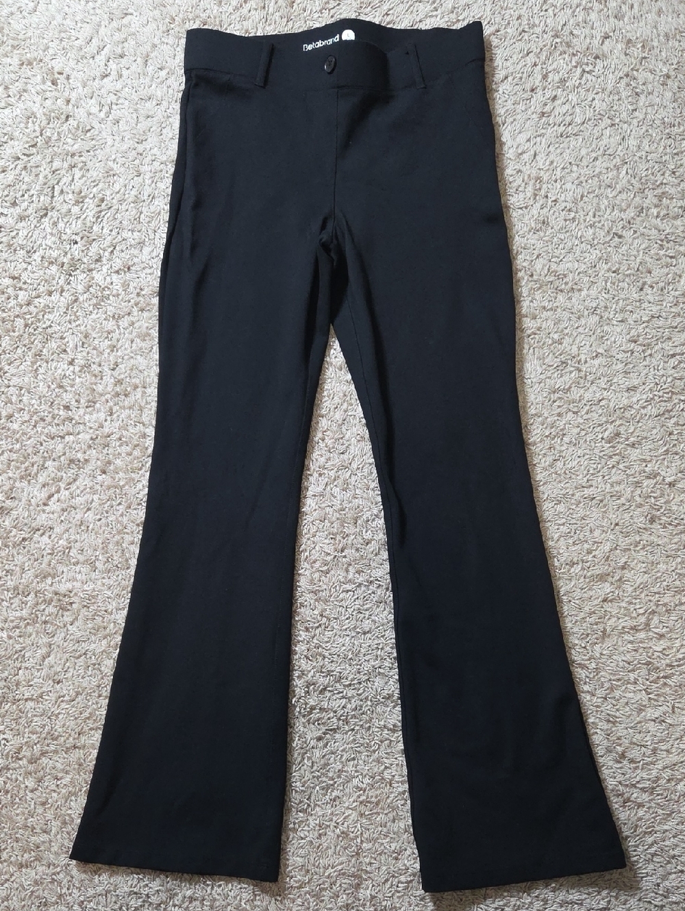 NWOT BETABRAND Black Women's Boot Cut Flare Stretch Pants, Sz Large Petite